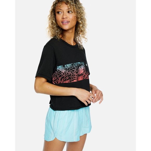 Hurley x Sig Zane Cropped Top Floral Crew T-Shirt Sz Womens L Large Aloha Hawaii - Picture 6 of 8